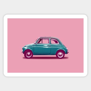 Pink and Green Fiat 500 Sticker